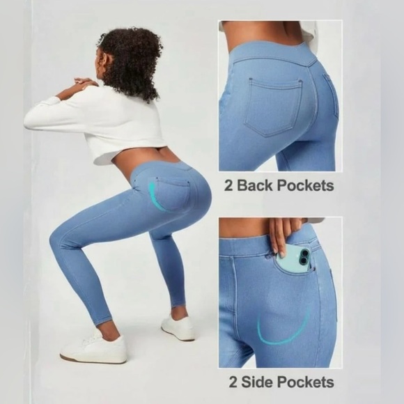 Good American Tummy Control Stretchy High Waisted Pull On Black Skinny Jeans - Picture 4 of 5